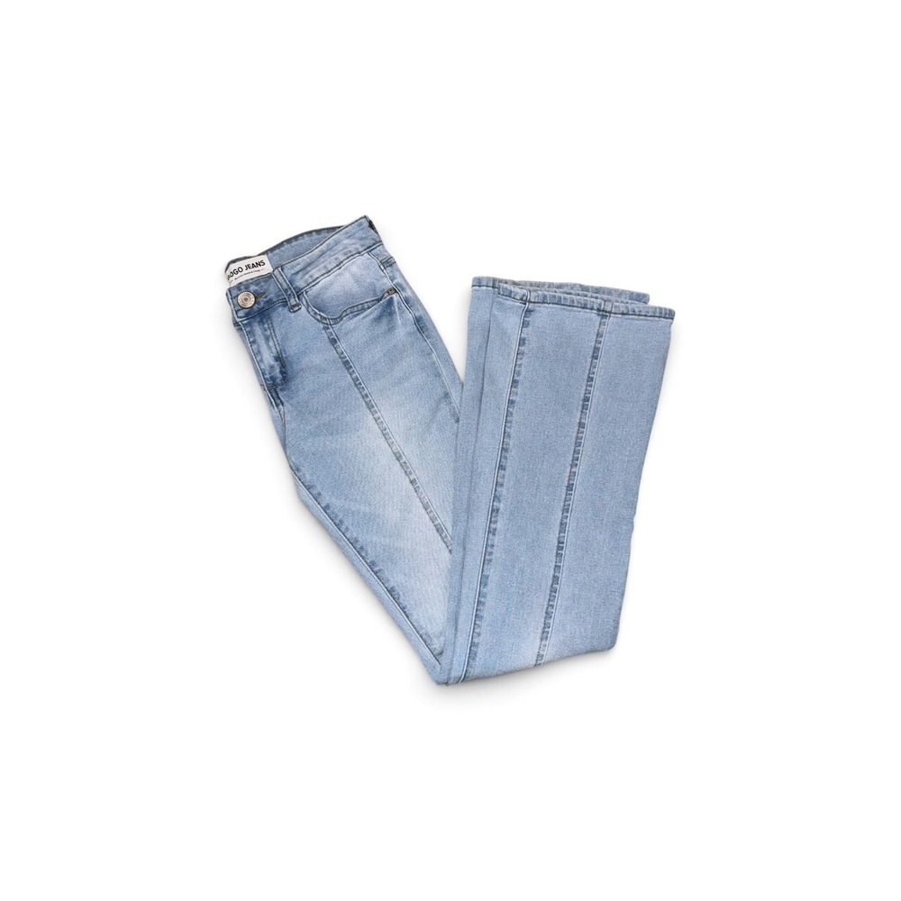 Gogo Jeans Light Wash Pintuck Seam Flare Jeans Size 1/25